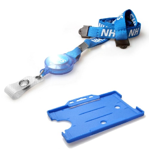 NHS Badge Reel Lanyard with Light Blue Landscape Card Holder